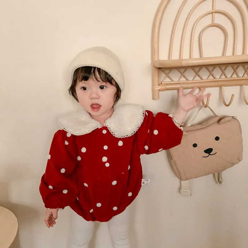 Freely Move 2022 Winter New Baby Girl Clothes Toddler Girls Bodysuit Christmas Newborn Girls Princess Jumpsuit Baby One Piece