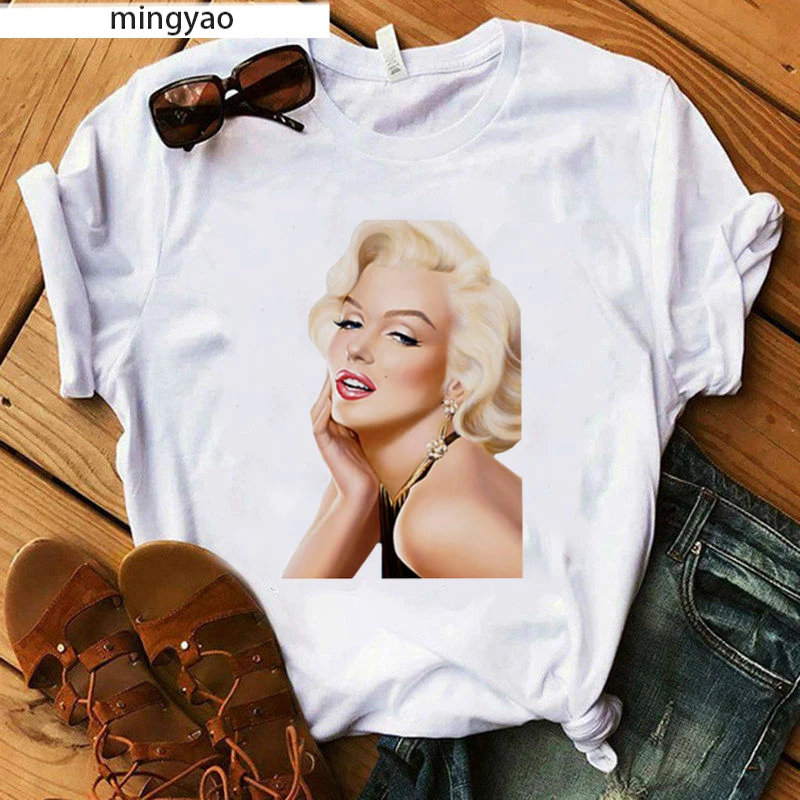 

Hot Sale Marilyn Monroe Portrait Graphic Aesthetics T-shirts Hip Hop Short Sleeve women t shirt Casual Harajuku Tshirt