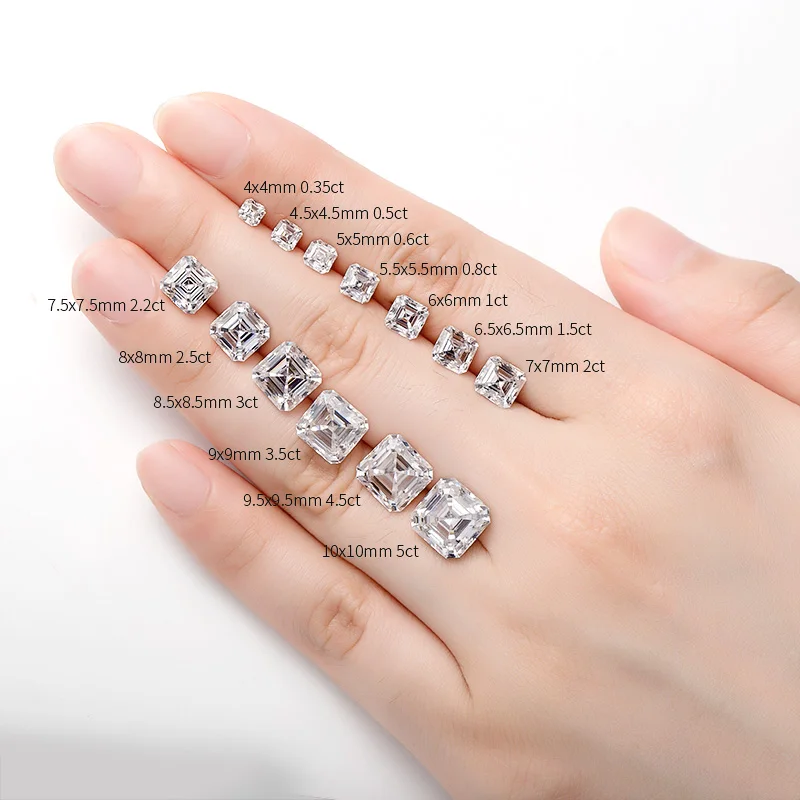 3x3-12x12 мм Holycome Свободный Муассанит с сертификатом GRA Asscher Cut DEF VVS1 Бесплатная