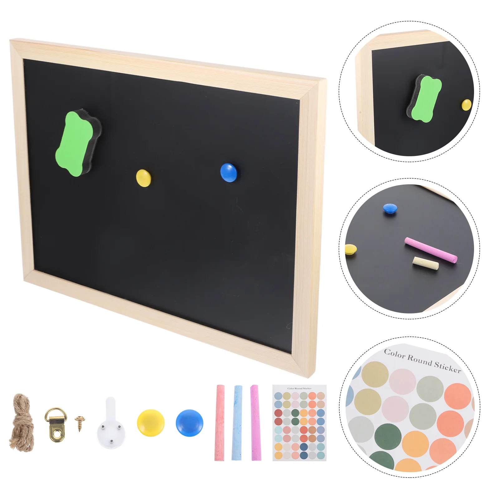 

Chalkboard Kids Cork Blackboard Corkboards Wall Decorative Announcement Notice Message 40X30CM Office Wood Bulletin Pin