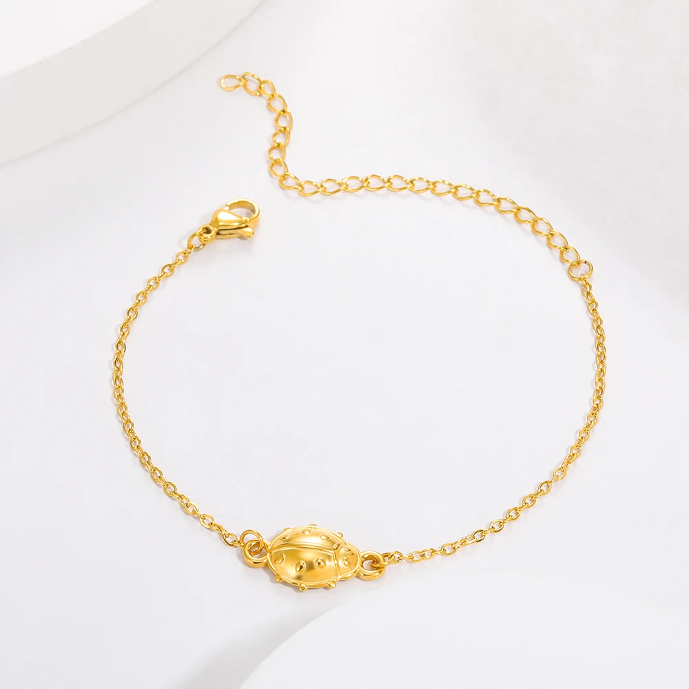 

Classic The Seven-star Ladybird Animal Stainless Steel Bracelet Color Gold Bracelets For Women High Quality Fashion Jewelry Gift