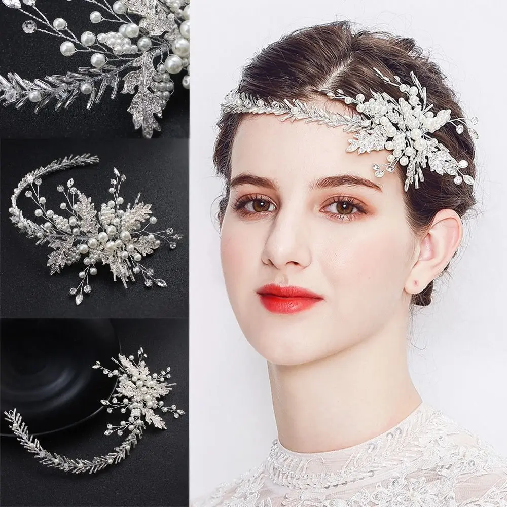 

Gift for Women Statement Bride Hair Jewelry Silver Color Wedding Jewelry Crystal Rhinestone Hair Band Turban Headwear