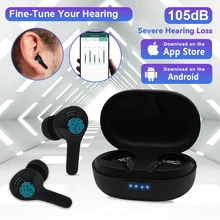 Bluetooth Hearing Aid Rechargeable CIC hearing aids Phone APP Touch Control Fitting Deafness up 105Db Sound Amplifier Audifonos