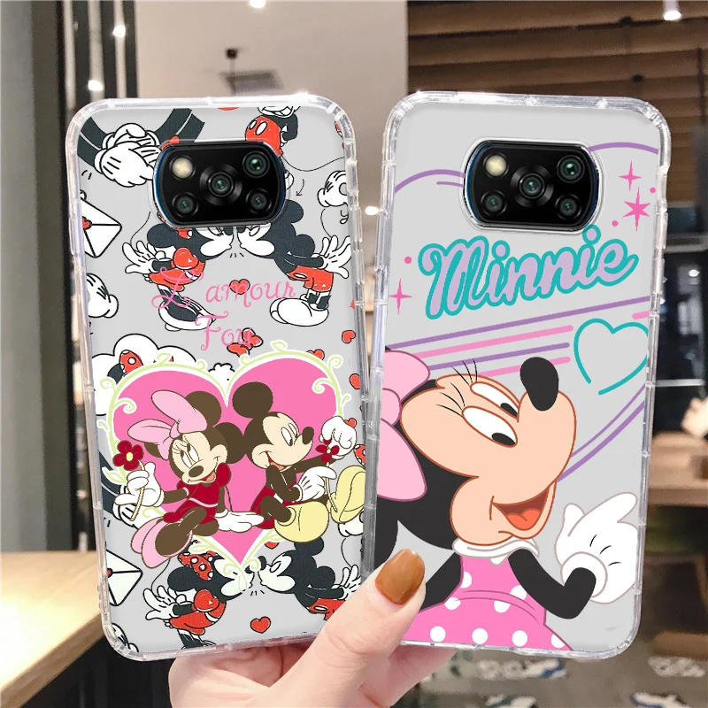 

Love Couple Mickey Minnie Phone Case For Xiaomi Mi Poco X4 X3 NFC F4 F3 GT M4 M3 M2 X2 F2 Pro C3 C40 C3 5G Transparent Cover