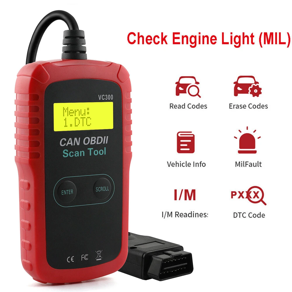 

VC300 CAN OBD2 Car Diagnostic Tool Pk ELM327 Check Engine EOBD OBDII Auto Scanner Code Reader Scan Tools Car Fault Detector