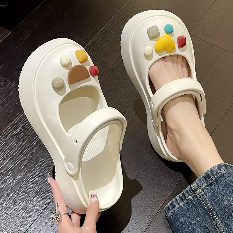 

Summer Women Slippers Thick Bottom Home Slides Women Sandals Fun EVA Hollow Outdoor Sandals Female Beach Anti-skid Platform Shoe