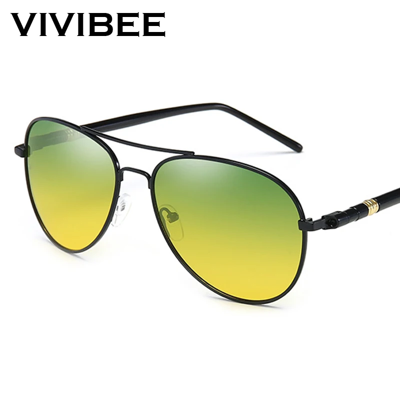 

VIVIBEE Men Day and Night Vision Glasses Aviation UV400 Polarized Yellow Lens Women Car Driving Sunglasses Goggles
