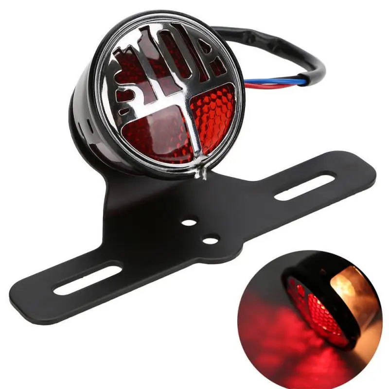 

Tail Light Universal Durable Motorbike Brake Rear Lamp Taillight Portable License Plate Bracket Motorcycle Tail Light