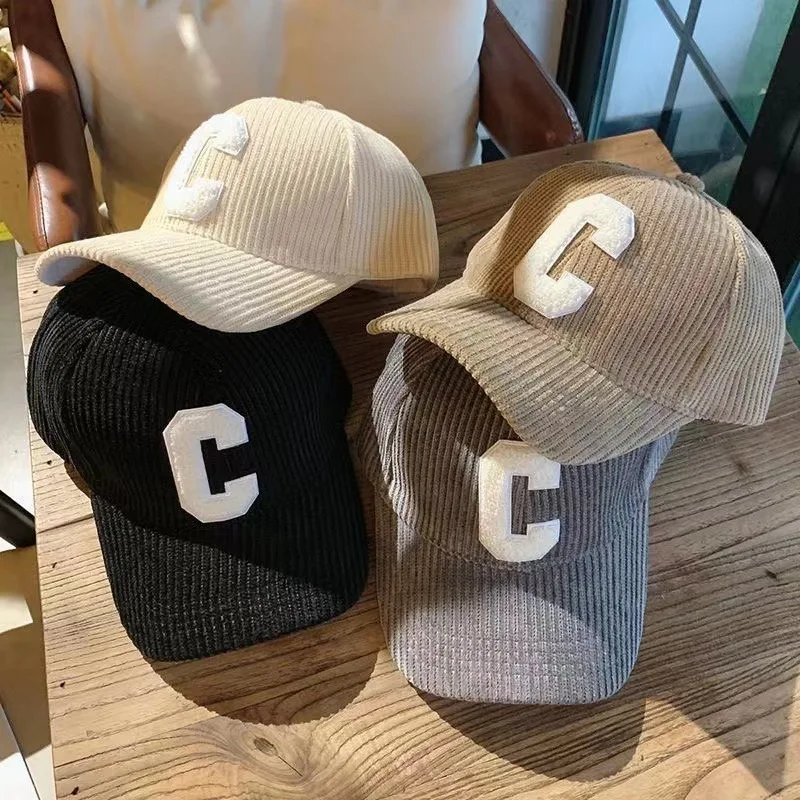 

Corduroy Letter C Spring Autumn Baseball Cap Men Women Solid Color Snapback Ponytail Sport Hat Adjustab Hip Hop Dad Trucker Caps