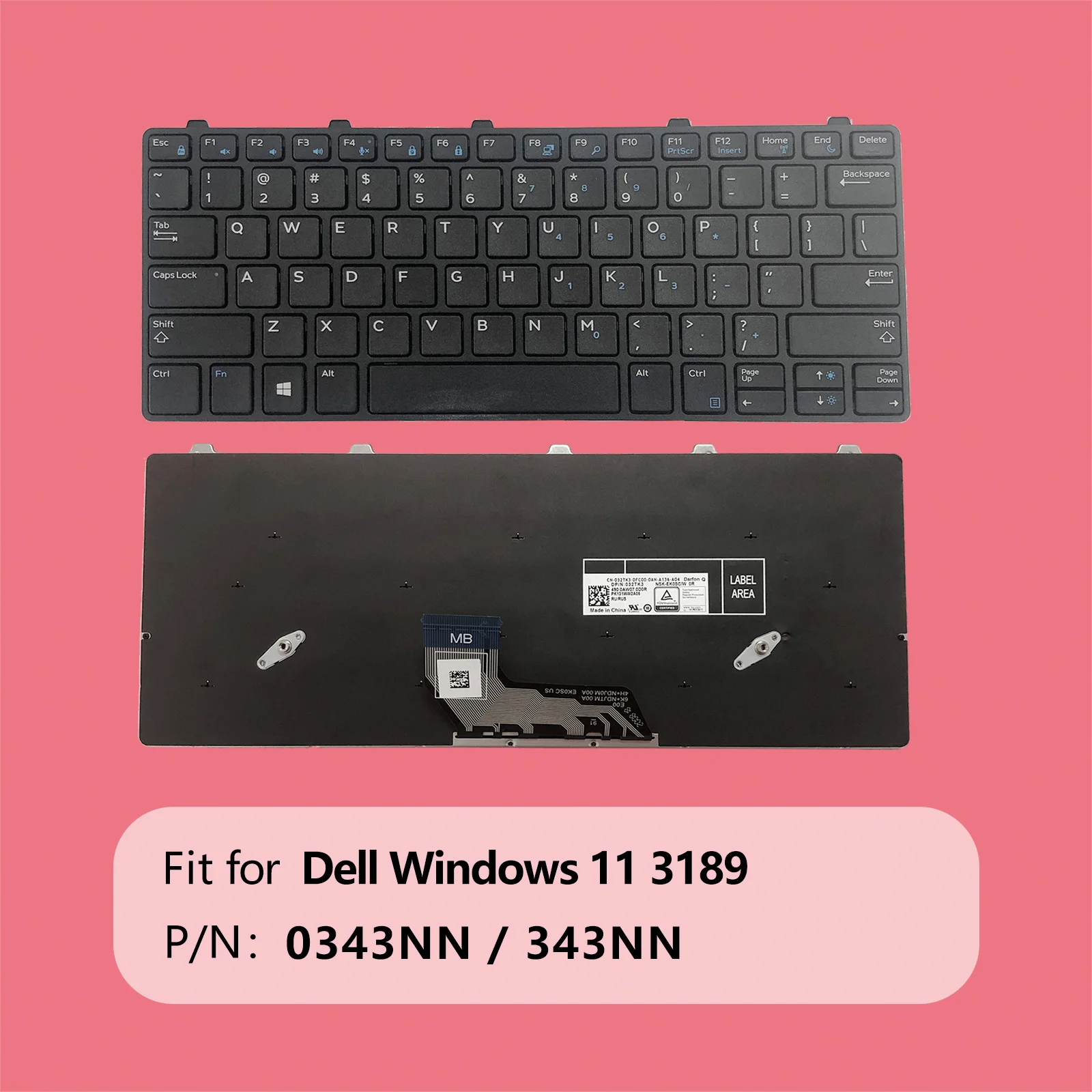 343NN 0343NN LWL новая черная клавиатура США для Dell Latitude 13 3380 3180 3189 31190 замена клавиатуры