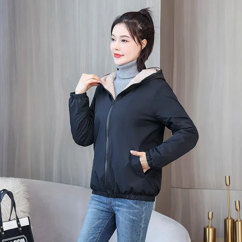 Down Cotton Jacket Womens 2022 Winter New Fashion Loose Versatile Slim Padded Jacket Women Large Size Hooded Plus Velvet Parkas