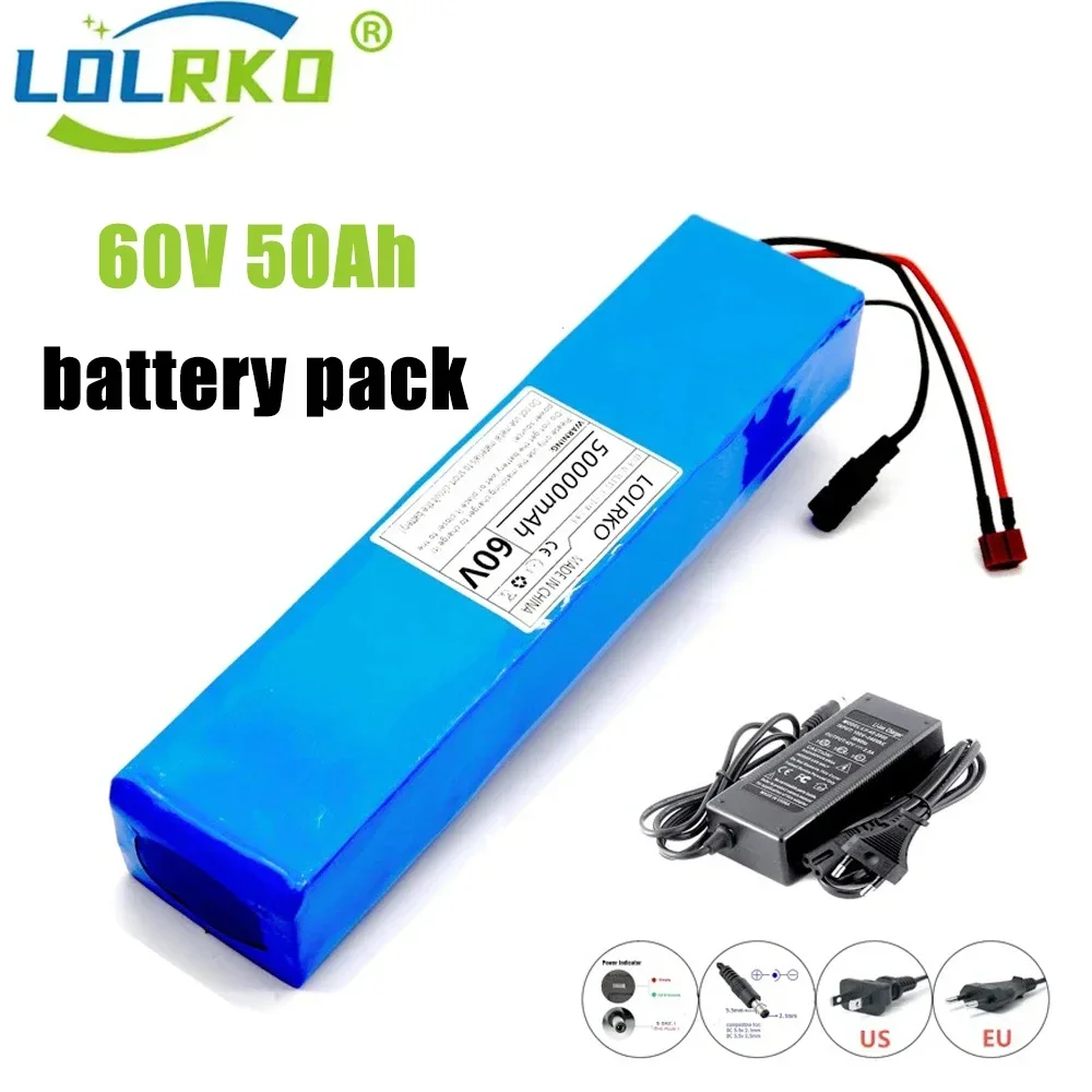 60V 16S2P 50Ah 18650 перезаряжаемый литий-ионный аккумулятор 67 2 V 50000mAh с BMS зарядное