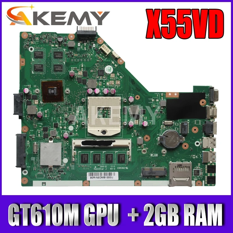 

for ASUS X55VD X55C laptop motherboard X55VD REV2.2/2.1 HM76 PGA 989 N13M-GE6-S-A1 GeForce GT610M mainboard 100% tested 2GB RAM