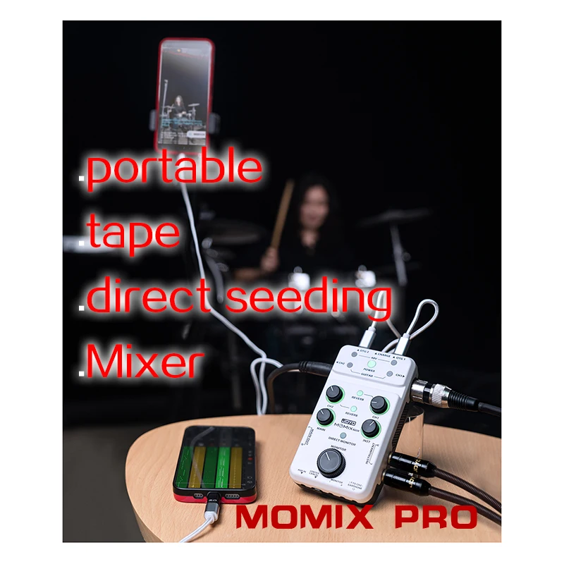 

JOYO MOMIX PRO live streaming sound card, portable rechargeable, dual voice/guitar channel, package shipping to home.