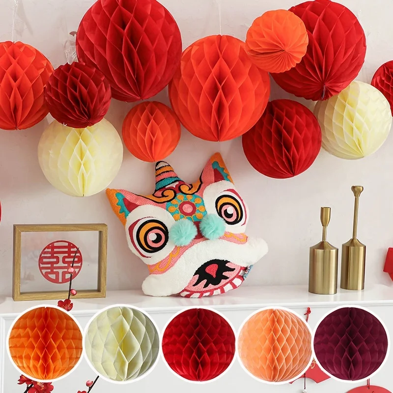 

DIY Wedding Hanging Decorations New Year Celebration Paper Lanterns Holiday Party Decorative Lanterns Red Round Hanging Lanterns