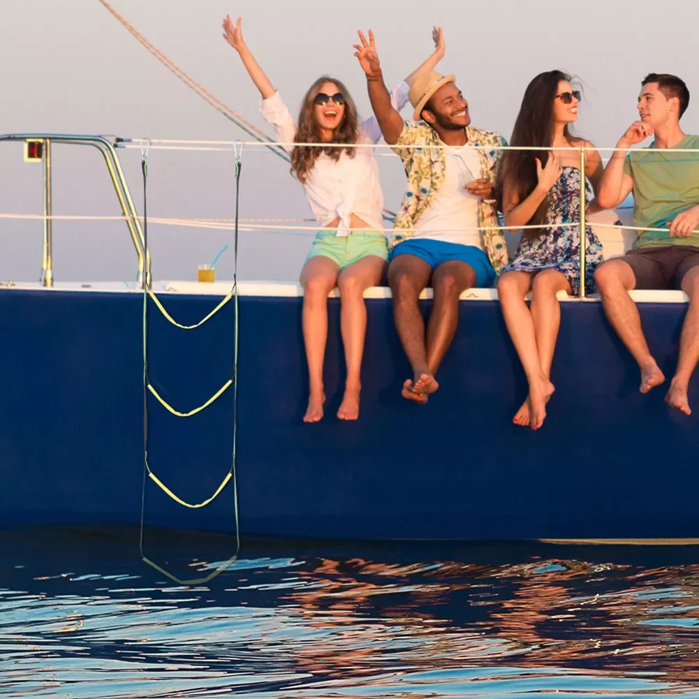 

4-ступенчатая веревочная лестница для лодки, портативная складная лестница для плавания, телескопическая веревочная лестница для лодки, ра...