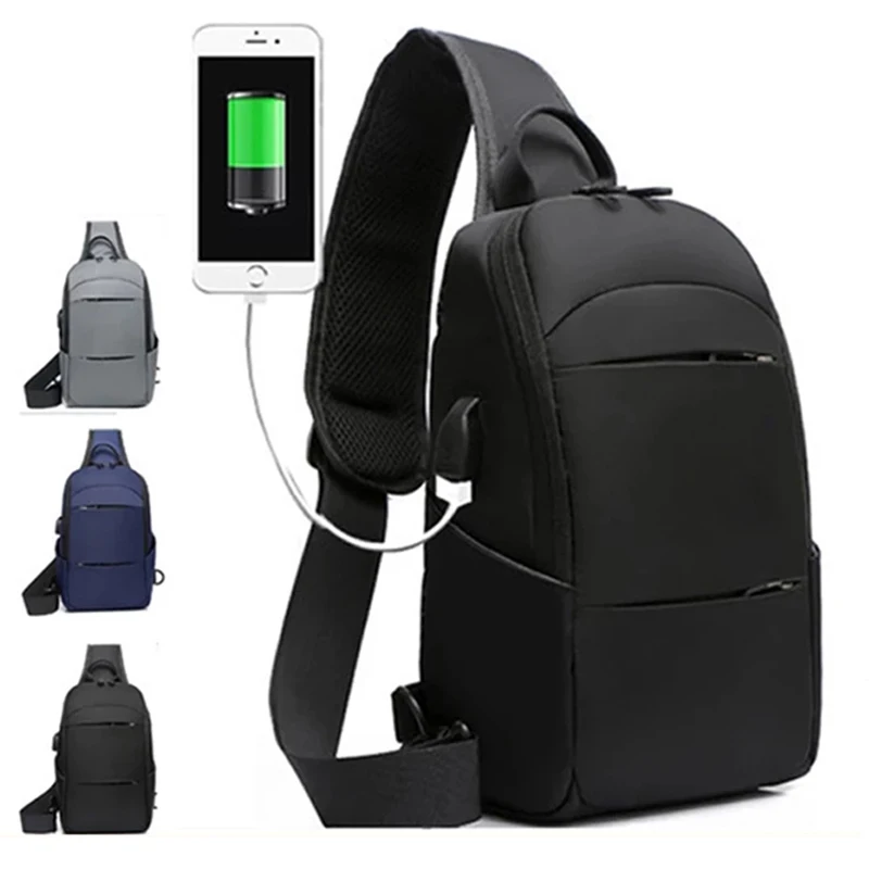 2022 Nylon Men's Waterproof USB Multifunction Crossbody Bag Shoulder Bags Messenger Chest Bag Short Trip Travel Pack For Male