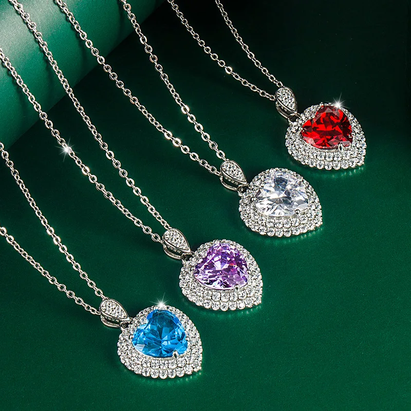 

Ailodo Luxury Cubic Zirconia Heart Pendant Necklace For Women Romantic Engagement Wedding Necklace Fashion Jewelry Girls Gift