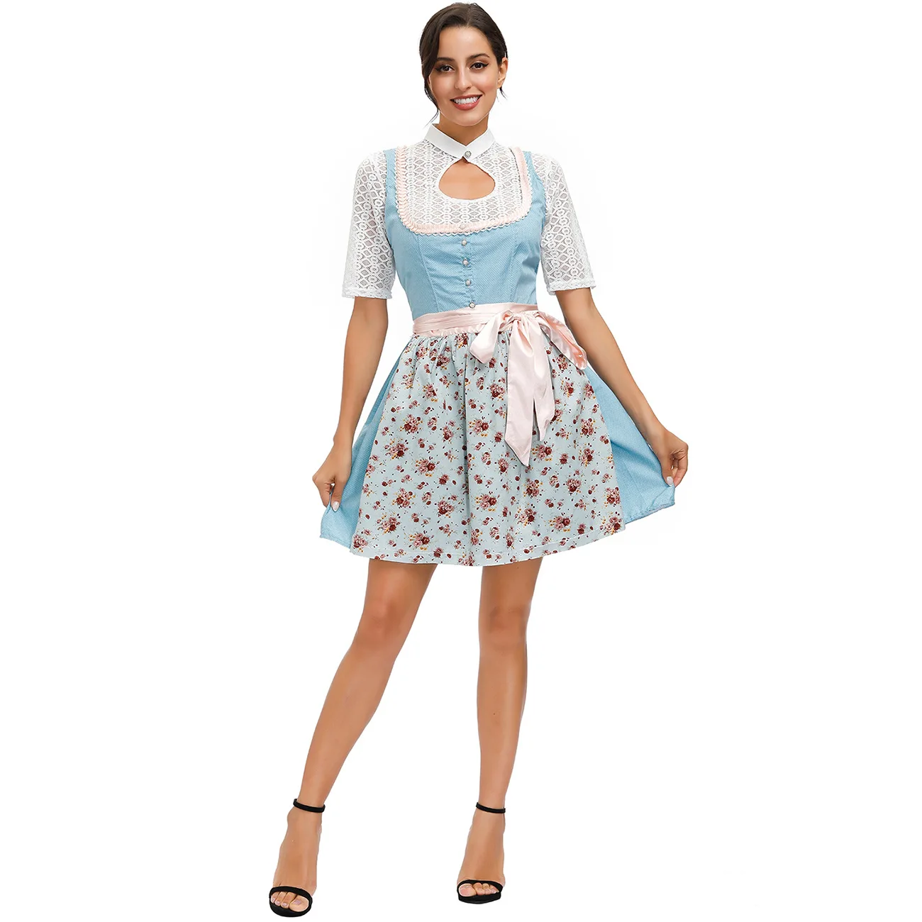 

Новейший дизайн, платье на Октоберфест, женское синее платье из 3 предметов, праздничный Костюм баварского пива, одежда для представлений в ...