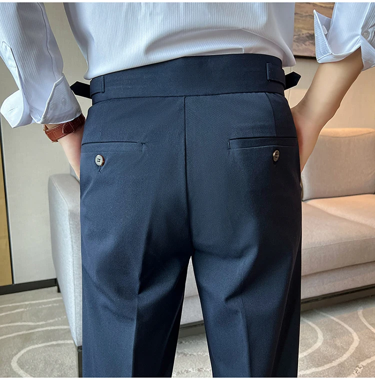 Высококачественные мужские костюмные брюки Neapolitan облегающие повседневные синие