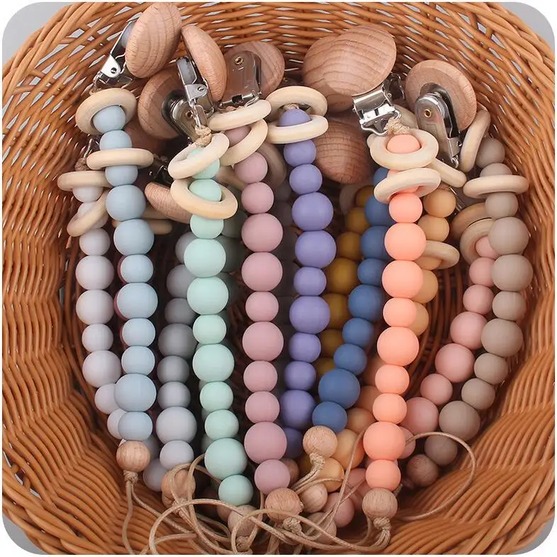 

Baby Pacifier Clip Chain Personalized Name Dummy Holder For Nipples Clips Silicone Teething Beads Baby Birthday Shower Gift