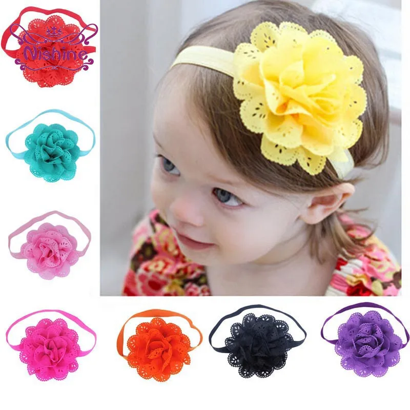 

Nishine 8pcs/lot Kids Baby Girls Flower Headband Photography Props Hollows Flowers Hair Band Kids Hair Accessories Cute Gifts