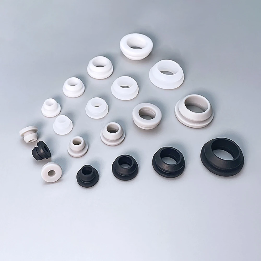 

4.5mm-30mm Silicone Rubber Snap-on Grommet Hole Plugs End Caps Bung Wire Cable Protect Bush Seal Gasket Black/White/Gray/Clear