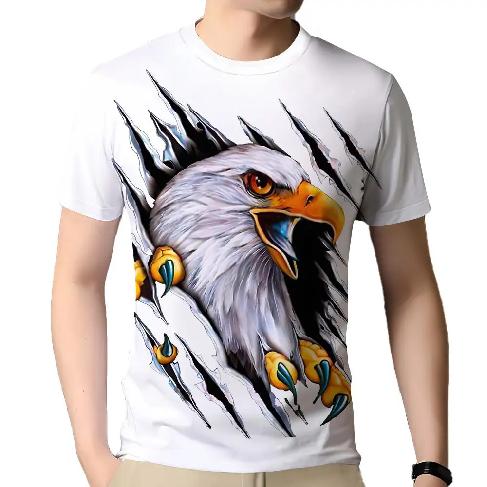 

Summer Men's Short Sleeve T-shirt Casual Printing Loose Eagle Pattern Top TEE Extra Large Animal Pattern T-shirt Men's Wear