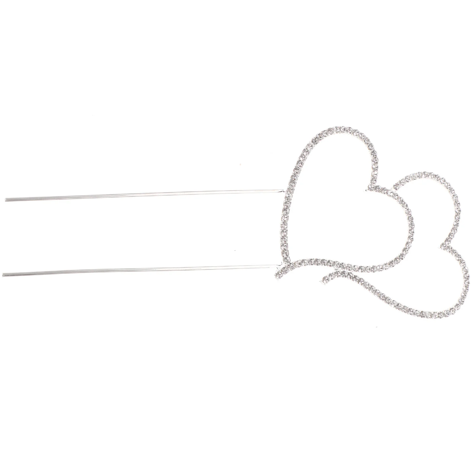 

Cake Wedding Topper Heart Double Rhinestone Love Silver Decoration Cupcake Toppers Decorations Valentines Day Sparkling Picks