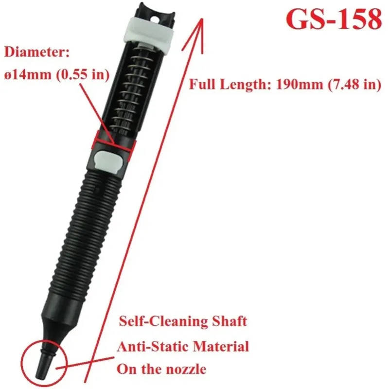 【ДЛЯ СЕМЕЙНЫХ ВЫЯВЛЕНИЙ】Антистатический оловоотсос Goot GS-158: инструмент для удаления припоя, насос для демонтажа, легкий, мощный, с функцией самоочистки (art.: 3920dbbb0cc34) - 3920dbbb0cc34