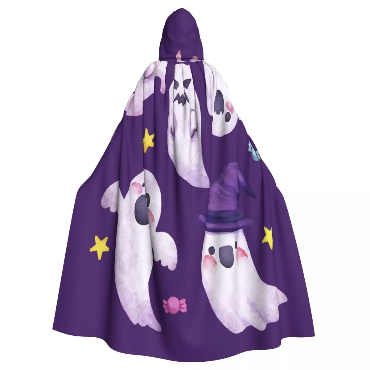 

Unisex Witch Party Reversible Hooded Adult Vampires Cape Cloak Watercolor Halloween Ghosts