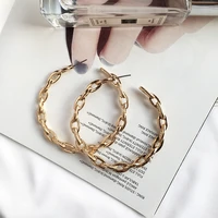 european and american popular jewelry alloy c word earrings exaggerated chain circle