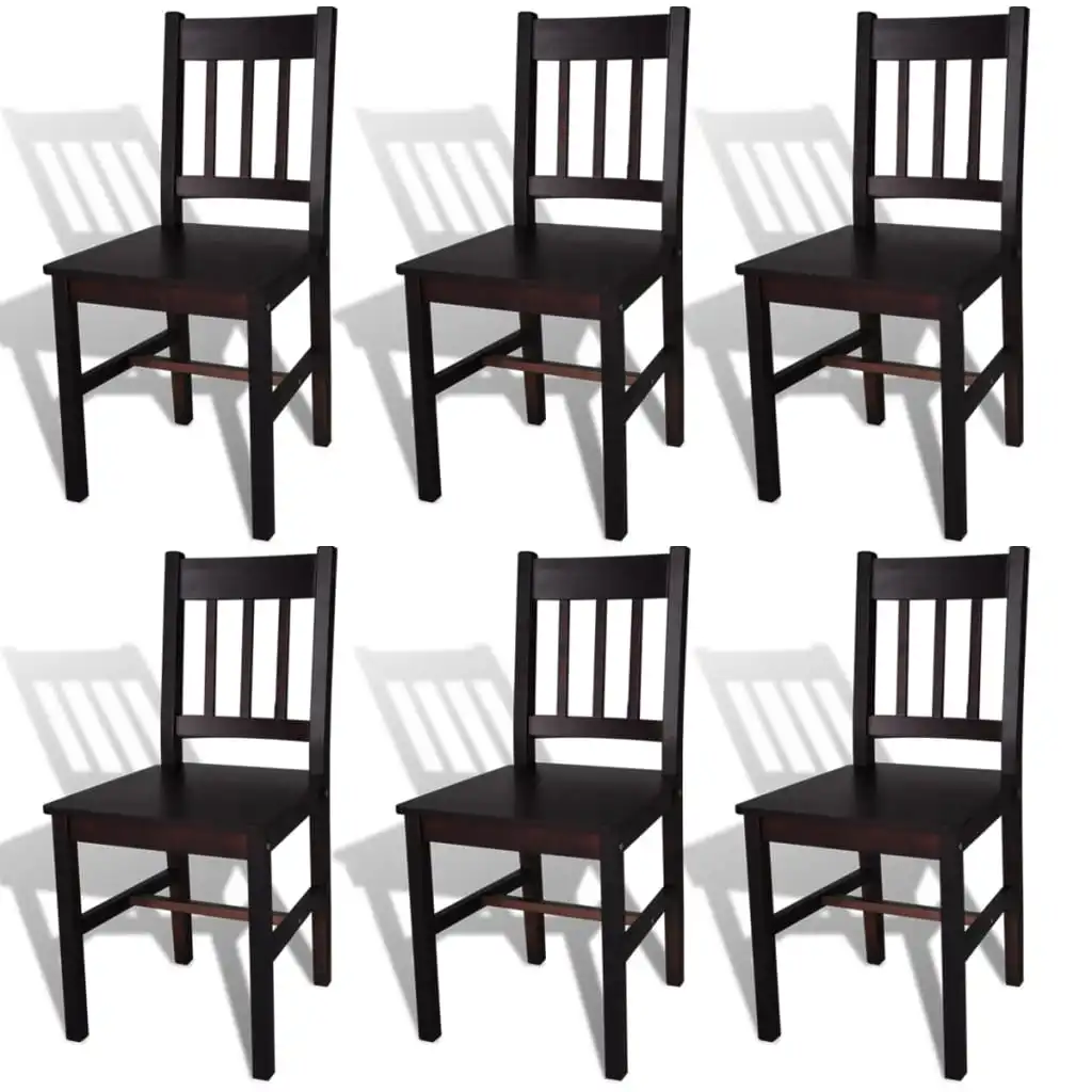 

Kitchen Dining Chairs Set of 6 for Dining Room Home Modern Decor 6 pcs Dark Brown Pinewood