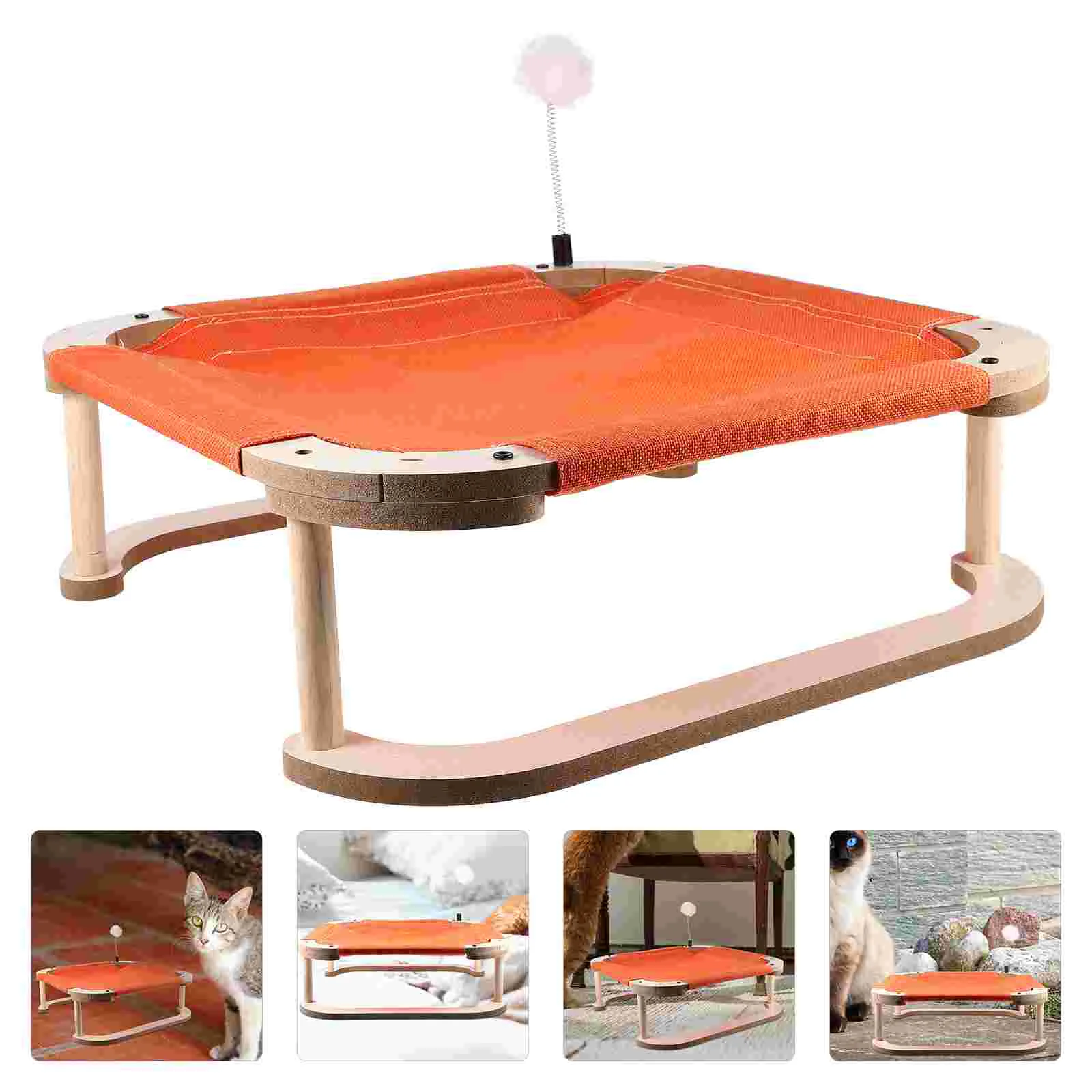 

Bed Cat Pet Elevated Hammock Sleeping Dog Cooling Small Wooden Hamster Free Standing Household Raised Breathable Comfortable