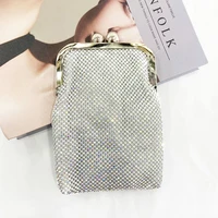 jiomay luxury designer handbags 2022 clutch purse with rhinestones for women lady fashion shiny chain mini clip mobile phone bag