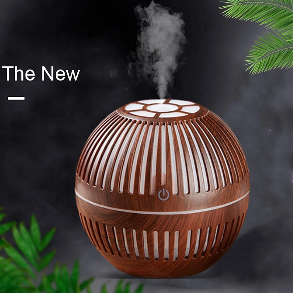 130ml Wood Grain Air Humidifier USB Rechargeable Humidifier Essential Aroma Oil Diffuser Ultrasonic Mini Mist Maker LED Ligh