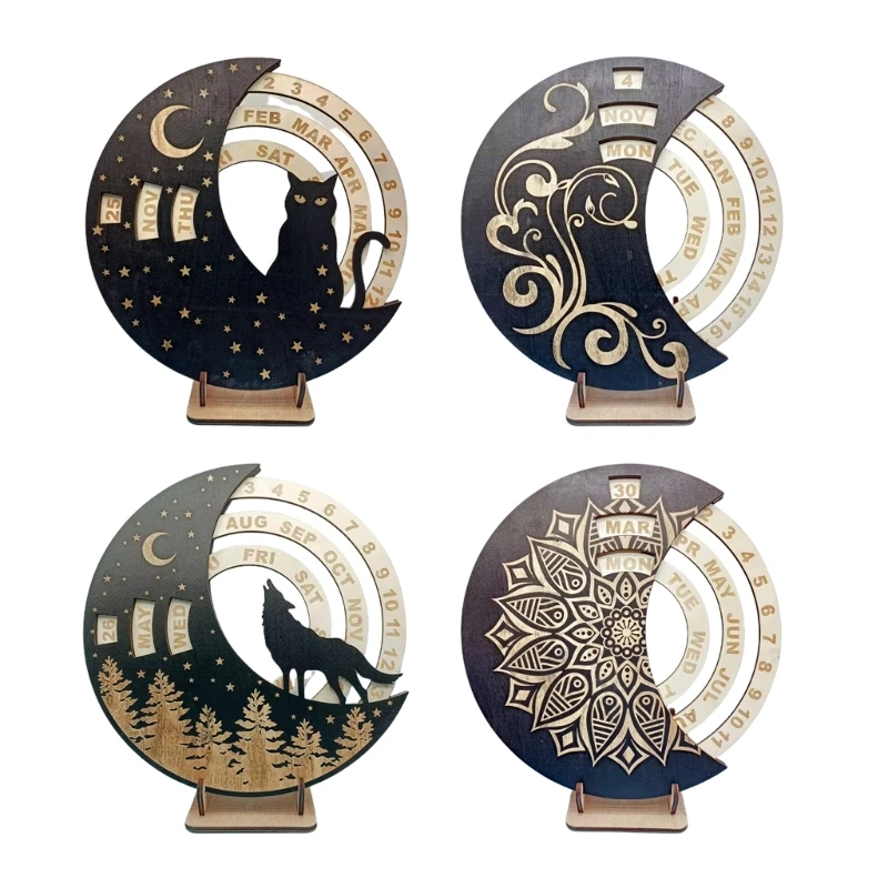 

448B Wall Calendar Circular Moon Rotatable Calendar Circular Adjustable Desk Calendar Farmhouse Home and Office Decoration