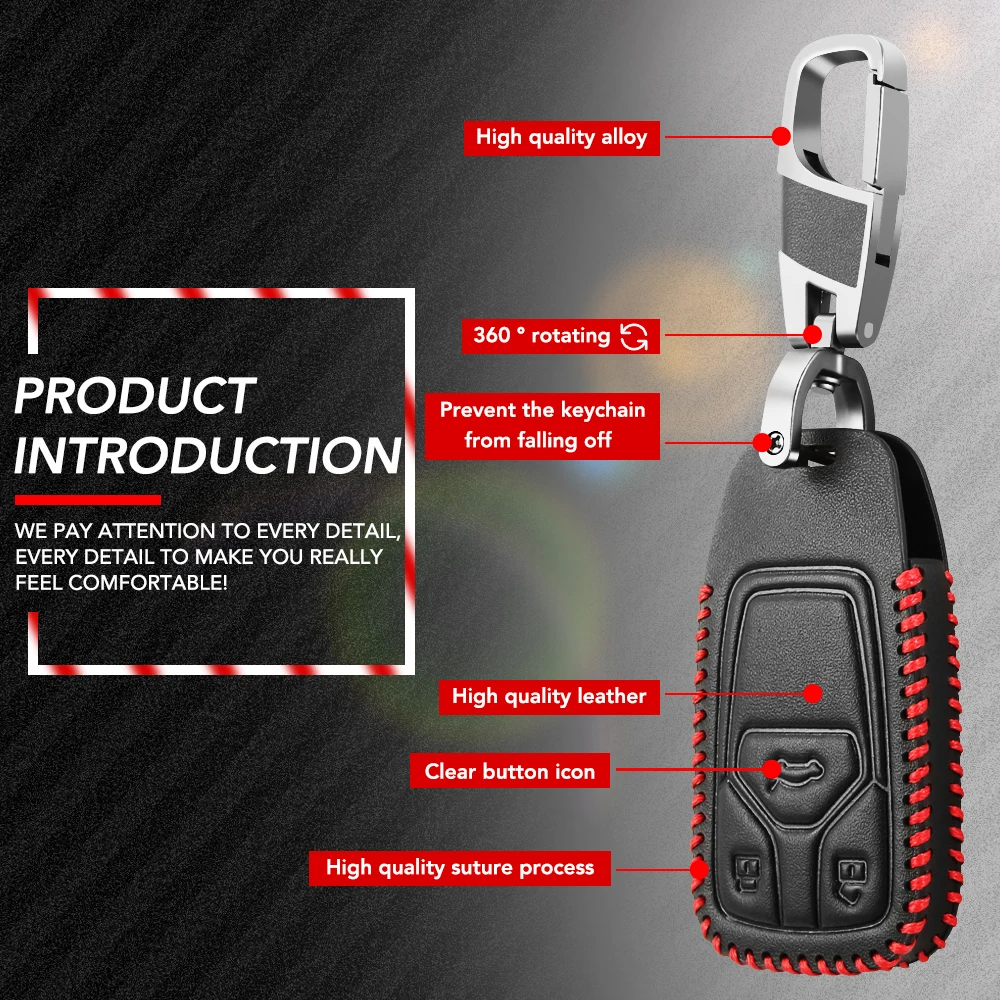 Кожаный чехол для автомобильного ключа AUDI A4 A4L A5 Q5 Q7 TT 2016 2017 Key 2018 аксессуары