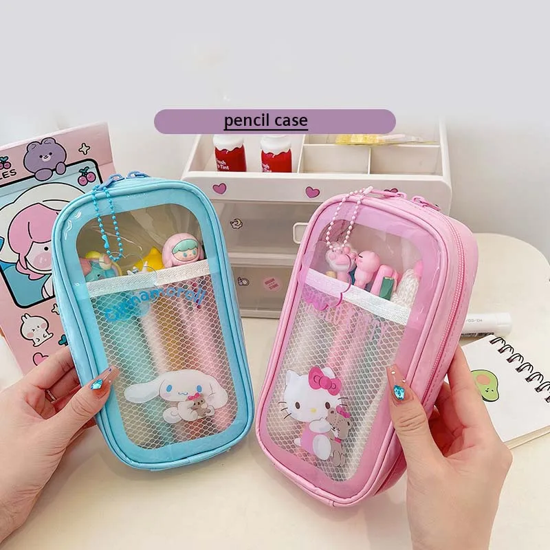 

Sanrio Cinnamoroll Hellokitty Kuromi Mymelody, сумка для карандашей, милая школьная сумка, мультяшная сумка для хранения канцелярских принадлежностей