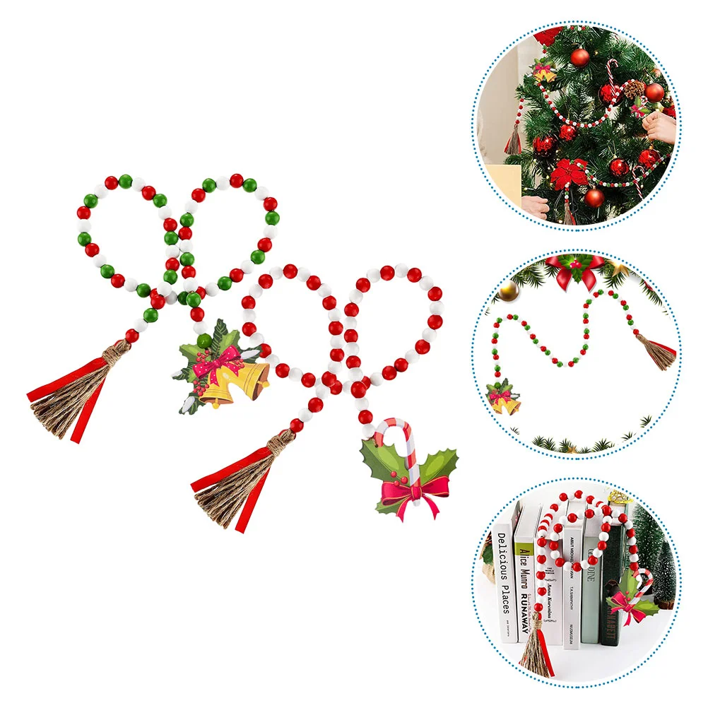 

Garland Bead Christmas Wood Beads Wooden Decortree String Tasseltray Rustic Party Wreath Candy Farmhouse Tassels Prayer Pendant