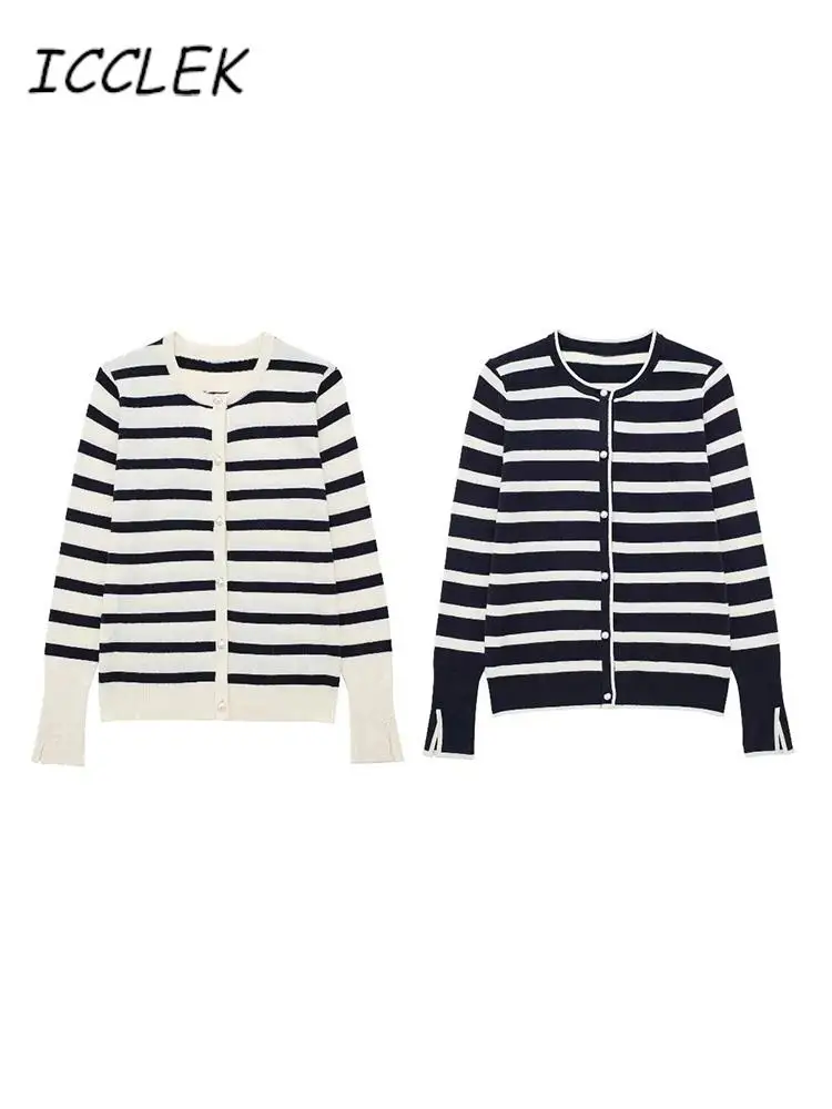 Кардиган Traf для женщин винтажные свитера в полоску модные женские 2023 вязаная