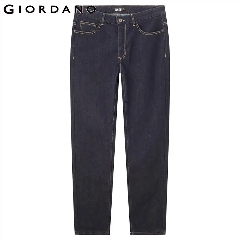 GIORDANO Men Denim Jeans Mid Rise Stretchy Quality Zipper Denim Pants Classic Five-Pocket Slim Comfy Casual Denim Pants 18112071