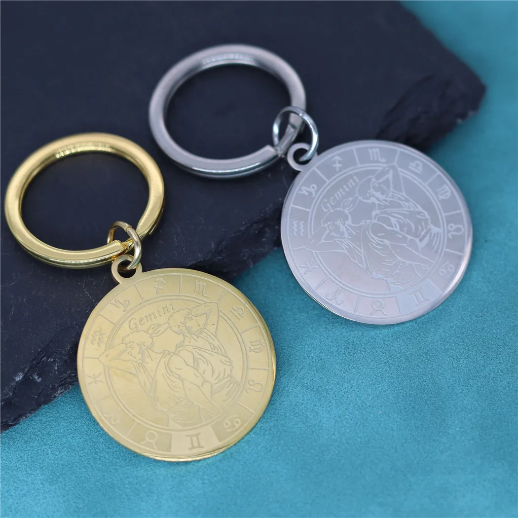 Брелок для ключей из нержавеющей стали с 12 созвездиями и знаками Зодиака