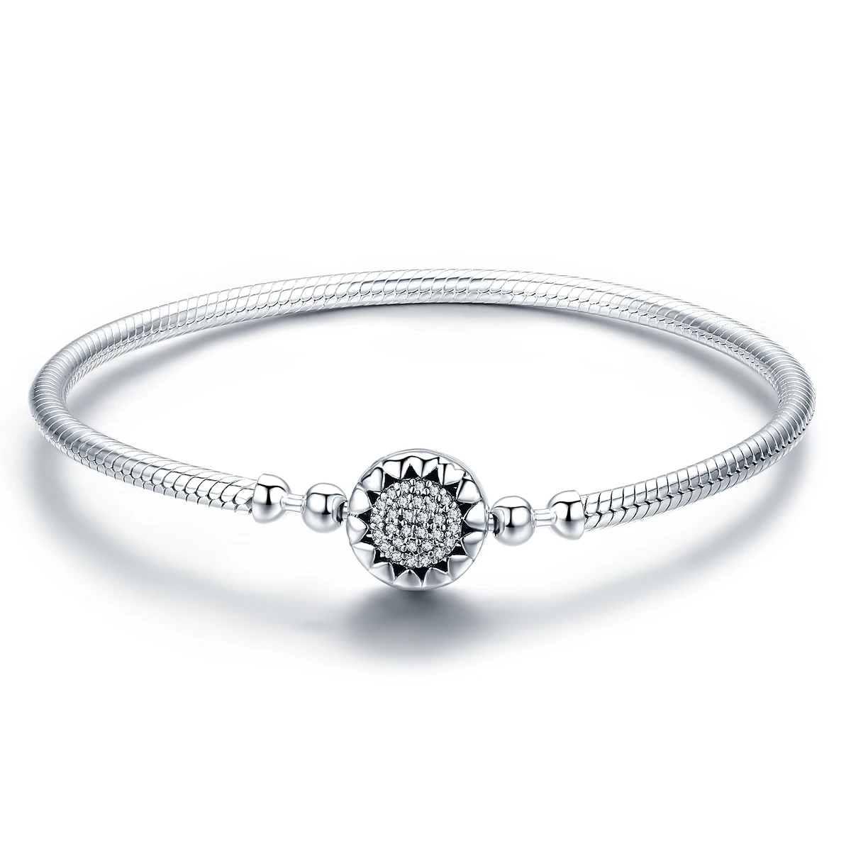 

LVB1 Silver Heart Infinity Snake Chain Bracelet Bangle For Women Fit Original Charm Beads Jewelry Gift HG