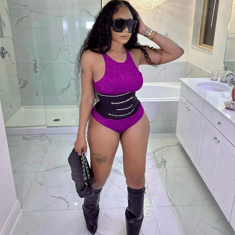 

2 Piece Sets Women Summer Sexy Letter Print Sleeveless Tank Top Shorts Sets Y2k Clothes Vacation Lounge Streetwear Wholesale