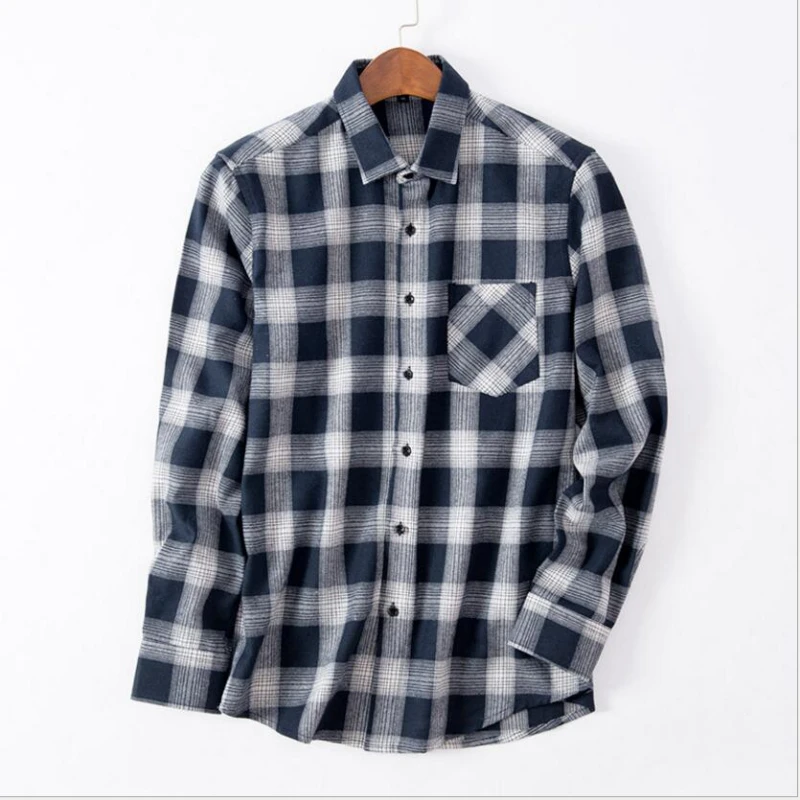 

2023 Men Flannel Plaid Shirt Soft Comfort Slim Fit Styles Man Cotton Spring Autumn Casual Long Sleeve Shirts