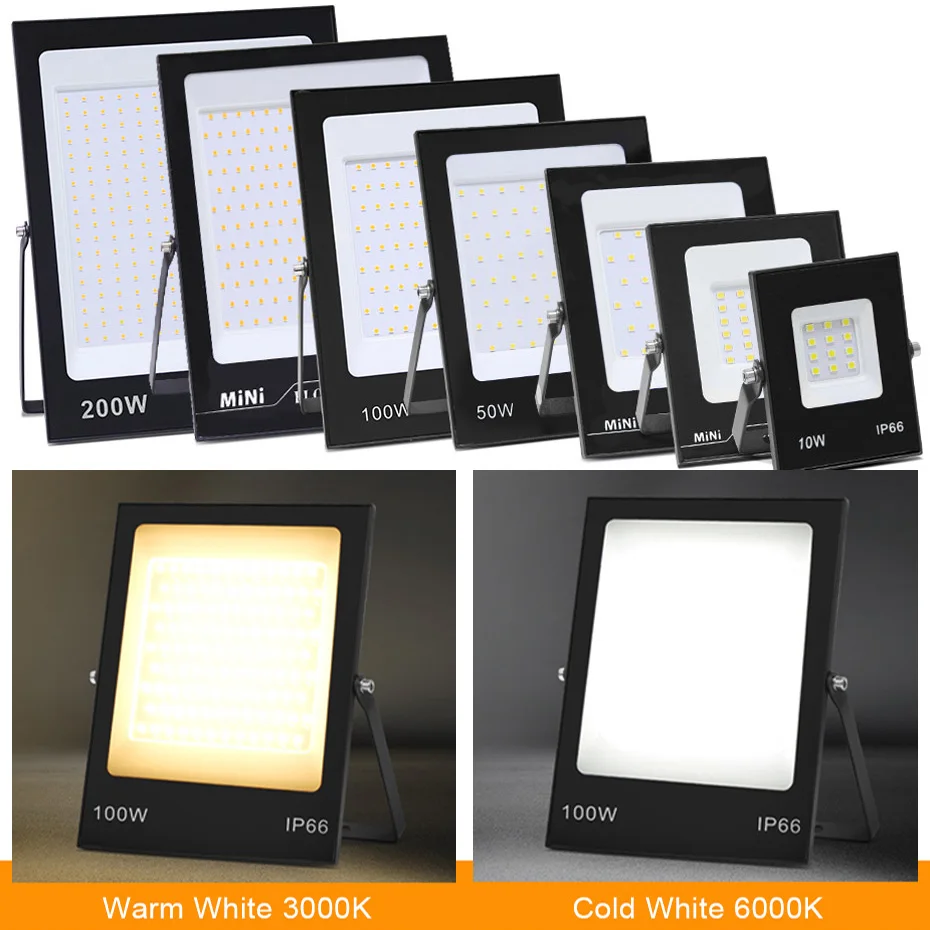 

LED Flood Light 200W 100W 50W 30W 10W Floodlight LED Spotlight Outdoor Lighting Projector Reflector Wall Lamp 220V Garden Square