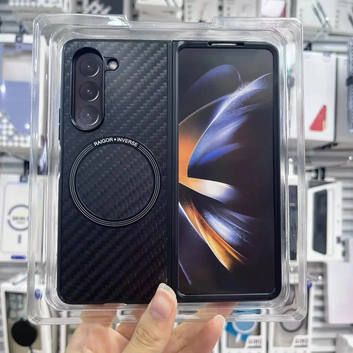 Raigor TUP углеродное волокно чехол для Samsung Z Fold 5 магнетизм легкий ударопрочный чехол для Z Flod4 магнетизм углеродное волокно чехол