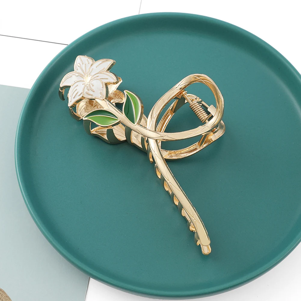 

2022 New High-end Flower Large Grab Clip Korean Temperament Elegant Hairpin Back of the Head pan head shark clip Metal Hair Claw