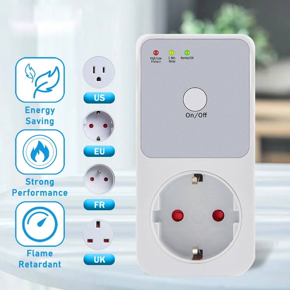 

Automatic Voltage Protector Socket Switcher Power Surge Safe Protector Plug Socket Refrigerator Protect Appliance Protection